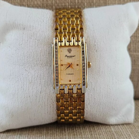 Precision by Gruen Vintage Wristwatch Gold Tone Quartz Analog Wrist Watch - Picture 5 of 11